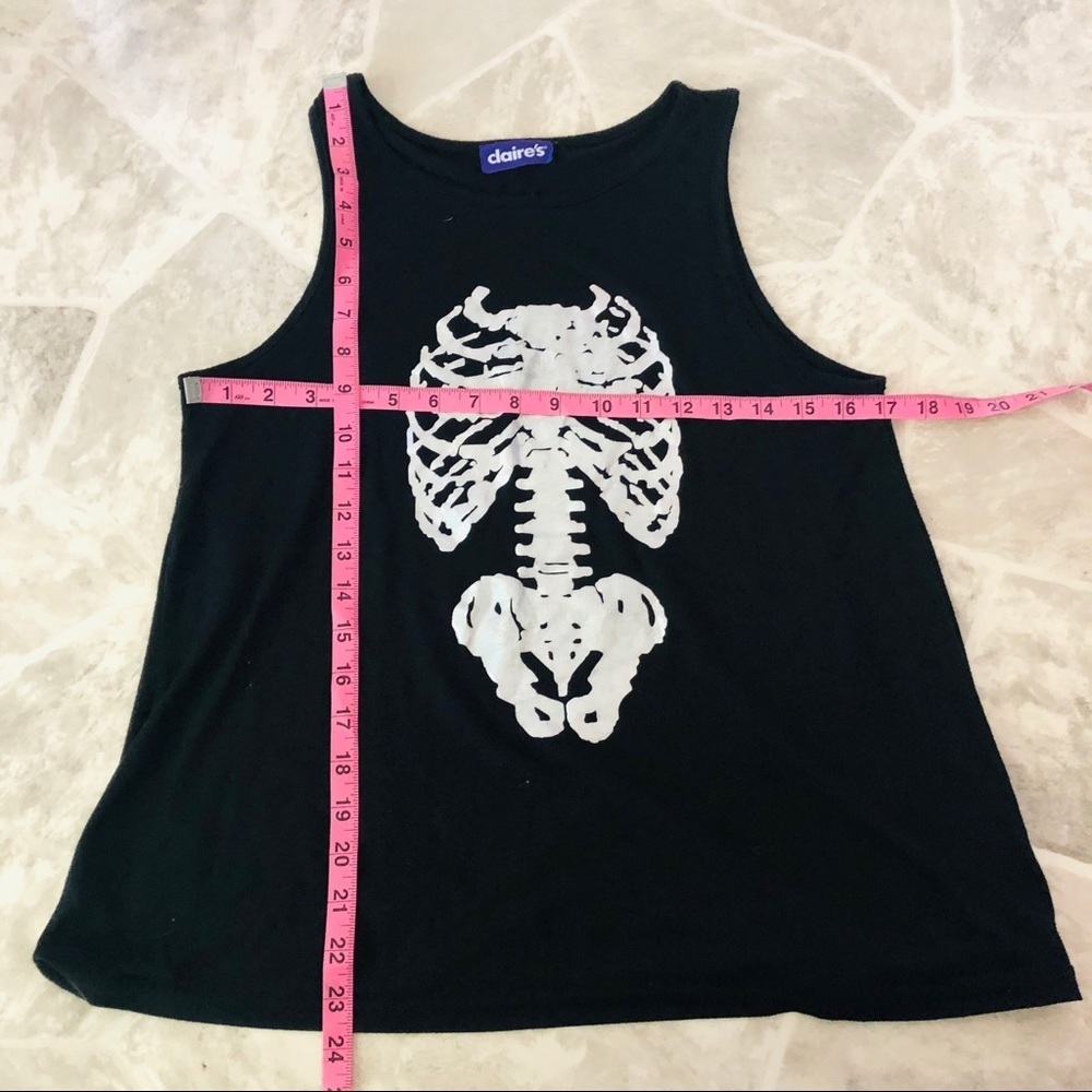 CLAIRES black silver metallic halloween spooky skeleton shirt SZ OS - Picture 6 of 6